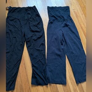 2 Maternity capris pants wide waistband (black)